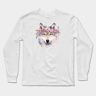 Husky dog flower Long Sleeve T-Shirt